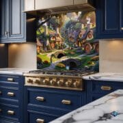 Fantasy Hobbit Village Glass Backsplash – Kitchen Wall Art Panel – Heat Resistant Decorative Glass – Fairy Tale Cottage Decor - Image 3
