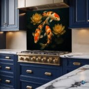 Koi Fish Glass Backsplash | Tempered UV Printed Kitchen Panel | Heat Resistant Wall Art with Lotus Flowers | Zen Home Decor by UVionArt - Image 3