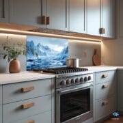 Glacier Landscape Glass Backsplash | UV Printed Tempered Panel | Arctic Nature Wall Art for Kitchen | Ice Blue Heat Resistant Decor - Image 5