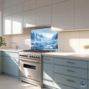 Glacier Landscape Glass Backsplash | UV Printed Tempered Panel | Arctic Nature Wall Art for Kitchen | Ice Blue Heat Resistant Decor - Image 7