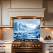 Glacier Landscape Glass Backsplash | UV Printed Tempered Panel | Arctic Nature Wall Art for Kitchen | Ice Blue Heat Resistant Decor - Image 9