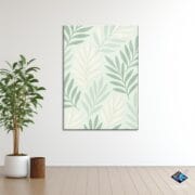 Minimal Botanical Leaf Glass Wall Art | UV Printed Tempered Panel | Soft Green Modern Nature Decor | Eco-Inspired Vertical Artwork