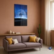 Moonlight Tree Glass Wall Art | UV Printed Night Landscape | Full Moon Silhouette Tempered Glass Panel | Dreamy Nature Home Decor - Image 6