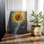 Sunflower Glass Wall Art | UV Printed Tempered Panel | Textured Oil Painting Style Floral Artwork | Vibrant Nature Home Decor - Image 3