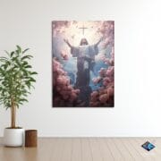 Jesus Christ Glass Wall Art | UV Printed Spiritual Panel | Christian Resurrection Scene | Faith-Inspired Tempered Glass Home Decor