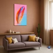 Colorful Feather Glass Wall Art | UV Printed Tempered Panel | Pastel Pink Blue Gradient Decor | Soft Boho Modern Home Wall Accent - Image 6