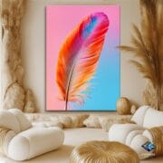Colorful Feather Glass Wall Art | UV Printed Tempered Panel | Pastel Pink Blue Gradient Decor | Soft Boho Modern Home Wall Accent - Image 9