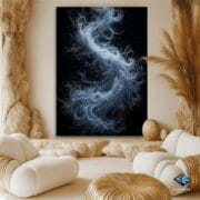Abstract Cosmic Flow Glass Wall Art | UV Printed Energy Swirl Design | Black Tempered Glass Panel | Modern Sci-Fi Home Decor - Image 9