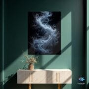 Abstract Cosmic Flow Glass Wall Art | UV Printed Energy Swirl Design | Black Tempered Glass Panel | Modern Sci-Fi Home Decor - Image 8