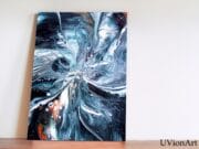 Ashflow Creative Glass Wall Art – Fluid Motion UV Print on Tempered Glass – Oceanic Grays & Lava Accents – Modern Home Decor by UVionArt - Image 5