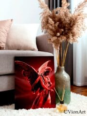 Crimson Angel Wall Art – Gothic Abstract Angel Poster, Spiritual Fantasy Digital Artwork, UVionArt Print - Image 2