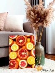 Citrus and Pomegranate Wall Art – Vibrant Fruit Kitchen Decor, Fresh Juicy Orange & Ruby Red Poster, UVionArt Print - Image 2