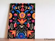 Floral Folk Art Wall Print – Vibrant Boho Flower Pattern, Colorful Botanical Illustration, UVionArt Home Decor - Image 5