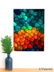 Gembeat Gradient Wall Art – Abstract Crystal Stone Art, Sunset Color Geometric Poster, Vibrant Modern Home Decor by UVionArt