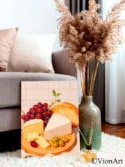 Le Petit Festin – Mediterranean Cheese and Wine Art Print, Still Life Kitchen Wall Decor, French Rustic Picnic Poster by UVionArt - Image 2