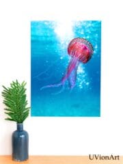 Lumaqua – Vibrant Jellyfish Wall Art, Underwater Ocean Scene, Marine Life Print, Ocean Lover Decor by UVionArt