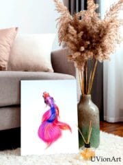 Rosamara Betta Fish Wall Art – Elegant UV Printed Glass Decor in Pink & Violet by UVionArt - Image 2