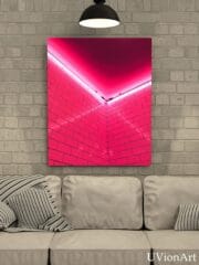 Neon Blush Wall Art – UV Printed Glass Artwork with Pink Tile & Light Glow – Bold Modern Decor - Image 4
