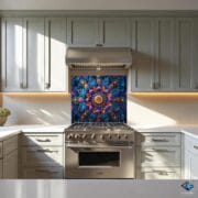 Colorful Mandala Flower Glass Backsplash – UV Printed Tempered Glass for Kitchen Decor | Boho Spiritual Art Panel - Image 6