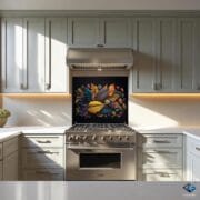 Colorful Leaves Glass Backsplash – 3D Botanical Art on Tempered Glass | UV Printed Autumn Wall Panel - Image 5