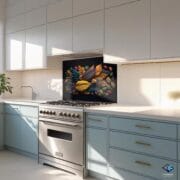 Colorful Leaves Glass Backsplash – 3D Botanical Art on Tempered Glass | UV Printed Autumn Wall Panel - Image 6