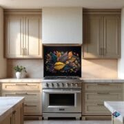 Colorful Leaves Glass Backsplash – 3D Botanical Art on Tempered Glass | UV Printed Autumn Wall Panel - Image 3