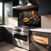 Colorful Leaves Glass Backsplash – 3D Botanical Art on Tempered Glass | UV Printed Autumn Wall Panel - Image 9