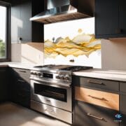 Gold Landscape Kitchen Backsplash | Tempered Glass UV Print | Heat Resistant Tempered Glass Panel | Easy Clean Modern Stove Splashback - Image 9