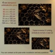 Bee & Honeycomb Glass Backsplash | UV Printed Kitchen Panel | Black Gold Tempered Glass | Heat Resistant, Easy Clean Splashback - Image 10