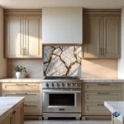 White Marble Glass Kitchen Backsplash | Gold Vein Design | Heat-Resistant UV Printed Panel | Modern Tempered Glass Splashback - Image 4
