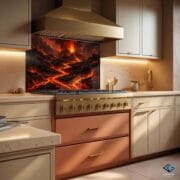 Volcano Lava Kitchen Backsplash | UV Printed Glass Panel | Heat-Resistant Wall Art | Modern Fiery Stove Splashback | Bold Kitchen Decor - Image 4
