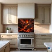 Volcano Lava Kitchen Backsplash | UV Printed Glass Panel | Heat-Resistant Wall Art | Modern Fiery Stove Splashback | Bold Kitchen Decor - Image 8