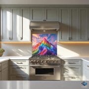 Rainbow Mountain Kitchen Backsplash | UV Printed Glass Panel | Vibrant Landscape Stove Splashback | Colorful Boho Wall Art - Image 6