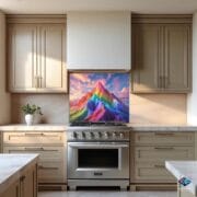 Rainbow Mountain Kitchen Backsplash | UV Printed Glass Panel | Vibrant Landscape Stove Splashback | Colorful Boho Wall Art - Image 8