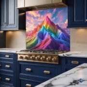 Rainbow Mountain Kitchen Backsplash | UV Printed Glass Panel | Vibrant Landscape Stove Splashback | Colorful Boho Wall Art - Image 9