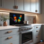 Rainbow Butterfly Glass Backsplash | UV Printed Kitchen Wall Panel | Vibrant Insect Art on Tempered Heat-Resistant Glass - Image 5