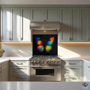 Rainbow Butterfly Glass Backsplash | UV Printed Kitchen Wall Panel | Vibrant Insect Art on Tempered Heat-Resistant Glass - Image 8