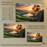 Fruit Balloon Glass Backsplash | Colorful UV Printed Kitchen Panel | Whimsical Nature Scene with Sunset & Fruit Hot Air Balloon by UVionArt - Image 2