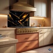 Modern Black and Gold Abstract Glass Backsplash | Luxury Kitchen UV Print Panel | Elegant Wave Design Splashback by UVionArt - Image 6