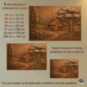 Bronze Cottage Landscape Glass Backsplash – Rustic Countryside UV Printed Panel – Tempered Glass Stove Wall Art - Image 2