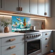 Tropical Fruit Surf Party Kitchen Backsplash | Vibrant Tempered Glass Panel | Fun Summer UV Print Wall Decor - Image 5