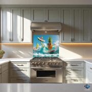 Tropical Fruit Surf Party Kitchen Backsplash | Vibrant Tempered Glass Panel | Fun Summer UV Print Wall Decor - Image 8