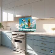 Tropical Fruit Surf Party Kitchen Backsplash | Vibrant Tempered Glass Panel | Fun Summer UV Print Wall Decor - Image 7