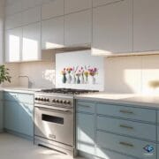 Elegant Vase Bouquet Kitchen Backsplash | Floral Tempered Glass Panel | Modern UV Printed Wall Decor | Unique Backsplash by UVionArt - Image 7
