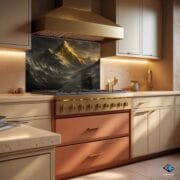 Golden Mountain Peaks UV Printed Tempered Glass Backsplash – Dramatic Winter Landscape Kitchen Art - Image 6