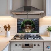 Celtic Tree of Life Glass Backsplash – UV Printed Tempered Glass Wall Panel for Kitchen Decor - Heat Resistant Kitchen Backsplash