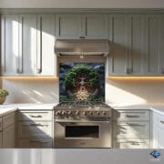 Celtic Tree of Life Glass Backsplash – UV Printed Tempered Glass Wall Panel for Kitchen Decor - Heat Resistant Kitchen Backsplash - Image 8