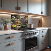 Fantasy Hobbit Village Glass Backsplash – Kitchen Wall Art Panel – Heat Resistant Decorative Glass – Fairy Tale Cottage Decor - Image 5