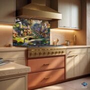 Fantasy Hobbit Village Glass Backsplash – Kitchen Wall Art Panel – Heat Resistant Decorative Glass – Fairy Tale Cottage Decor - Image 6