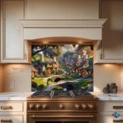 Fantasy Hobbit Village Glass Backsplash – Kitchen Wall Art Panel – Heat Resistant Decorative Glass – Fairy Tale Cottage Decor - Image 9